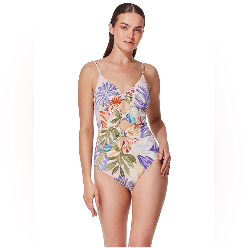 Gottex Multicolor Leaf Print One Piece Swimsuit